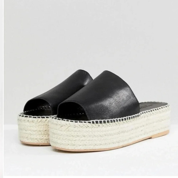 Vagabond Black Leather Platform Celeste Espadrille Size 7 - Picture 3 of 7